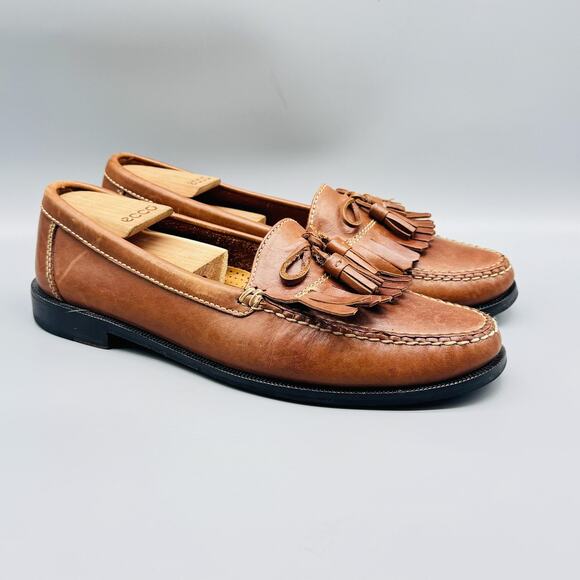 Cole Haan Shoes Mens 11.5 Brown Leather Tassel Kiltie Loafers Moc Slip On Dress - Picture 2 of 13